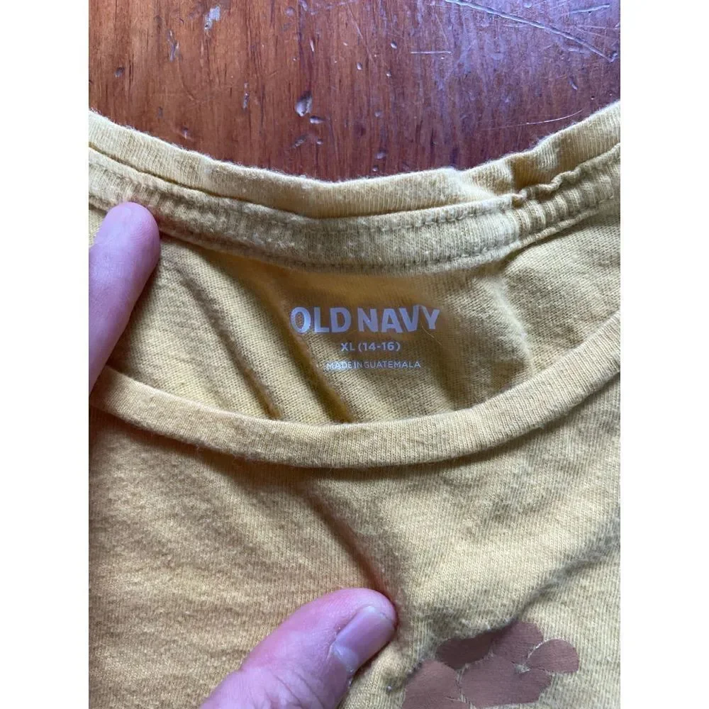 Old Navy girl’s yellow floral graphic t-shirt 14-16
